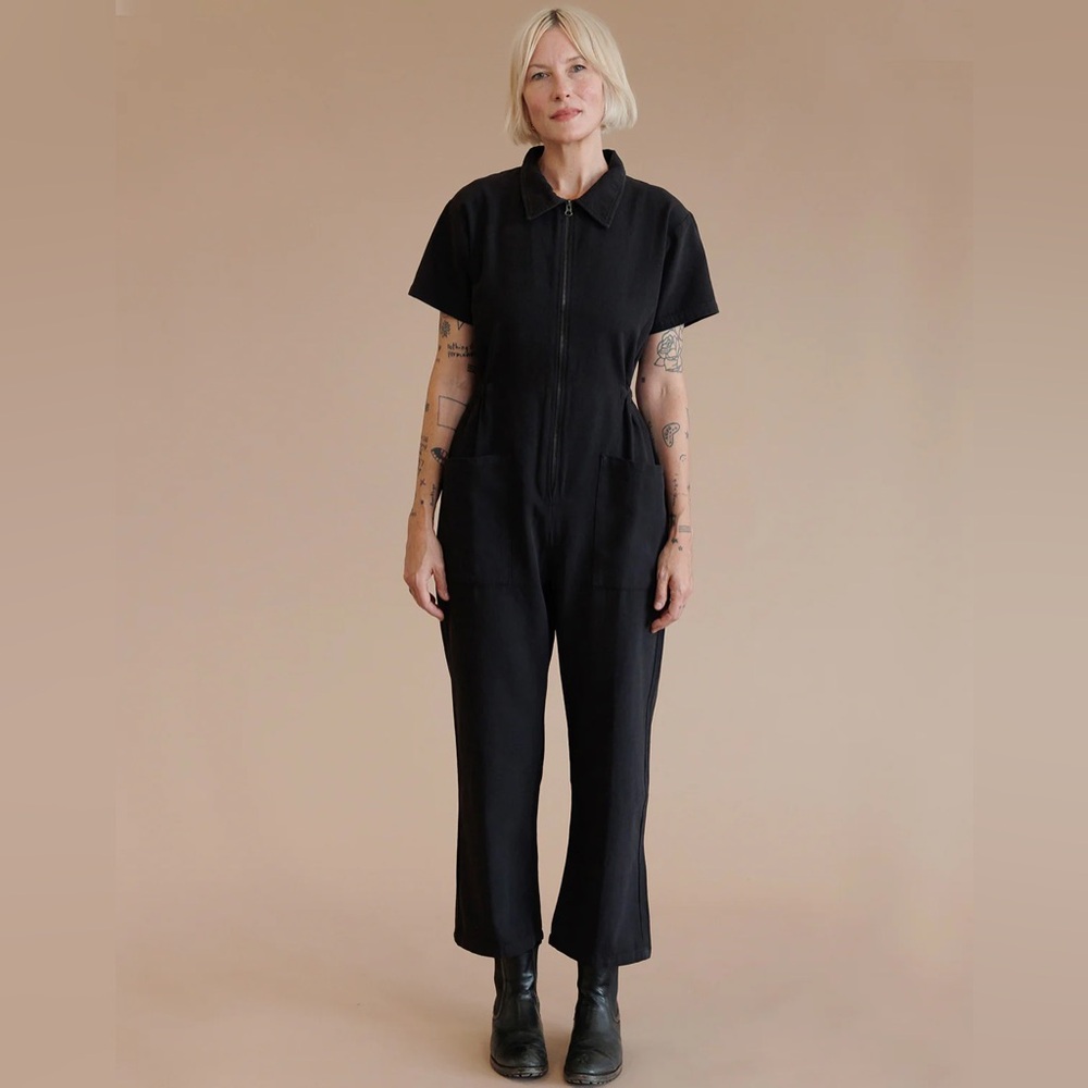 NOBLE Ash Utility Jumpsuit 100% Organic Cotton Short Sleeve Large